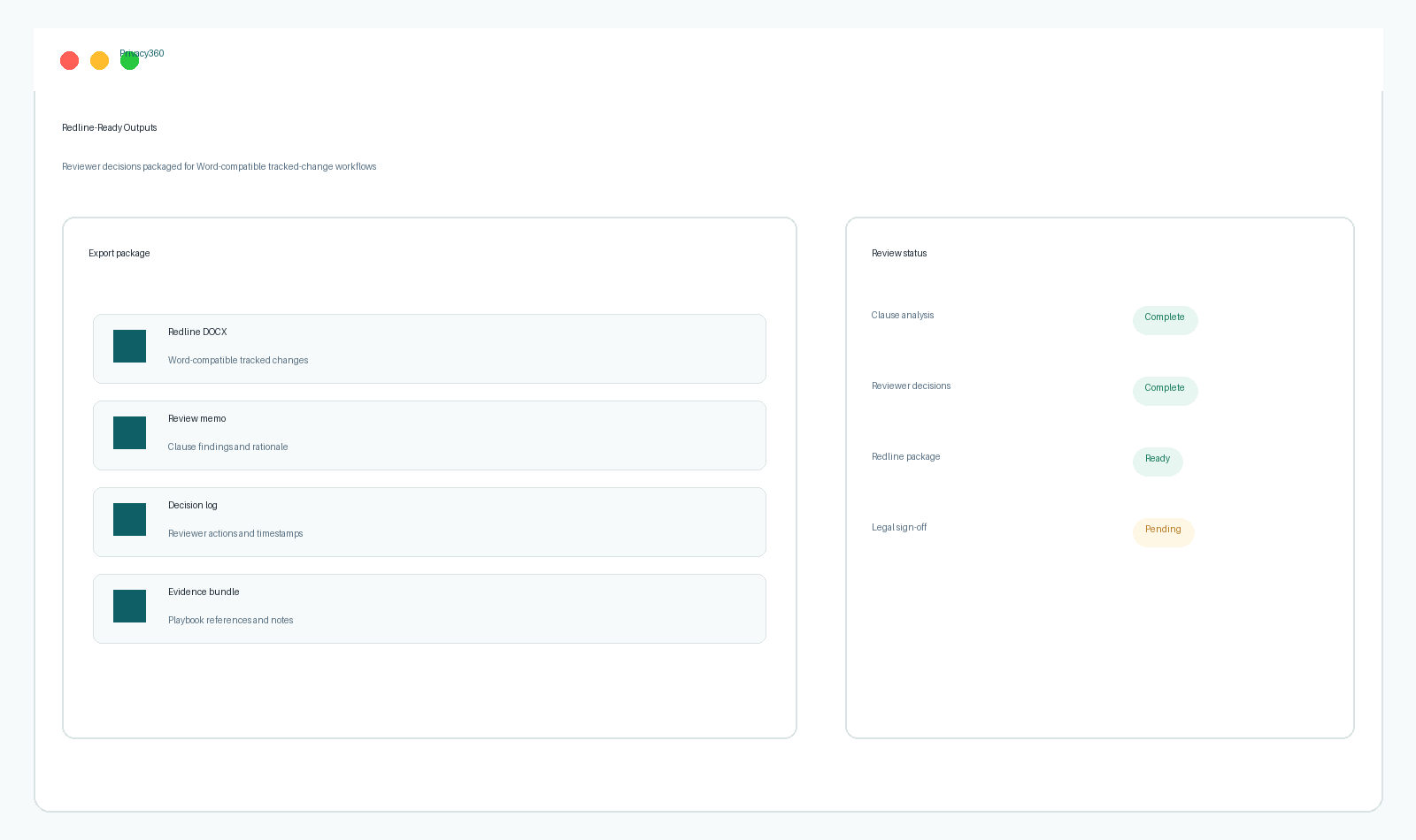 Privacy360 Contract Review export package