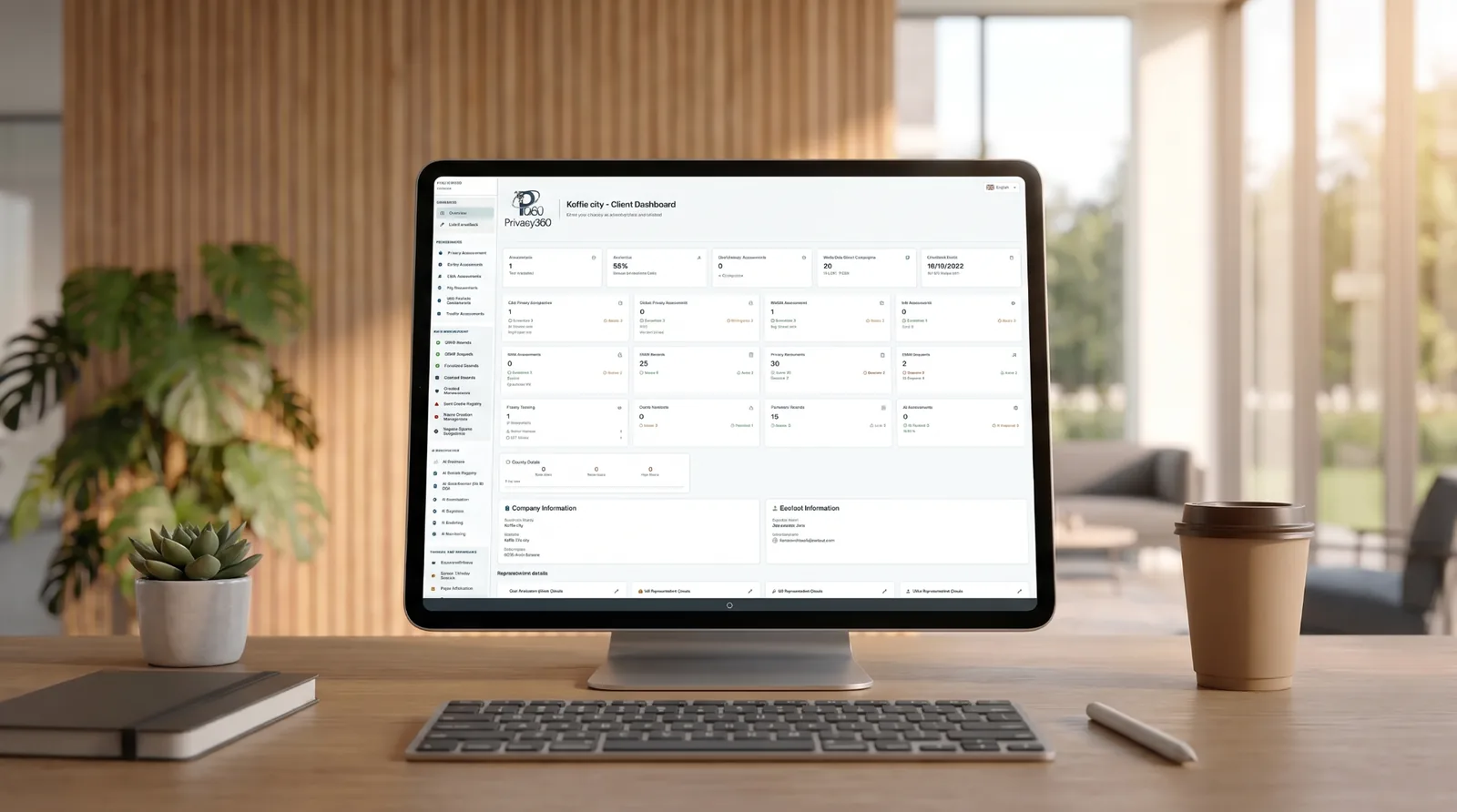 Privacy360 client dashboard shown on desktop