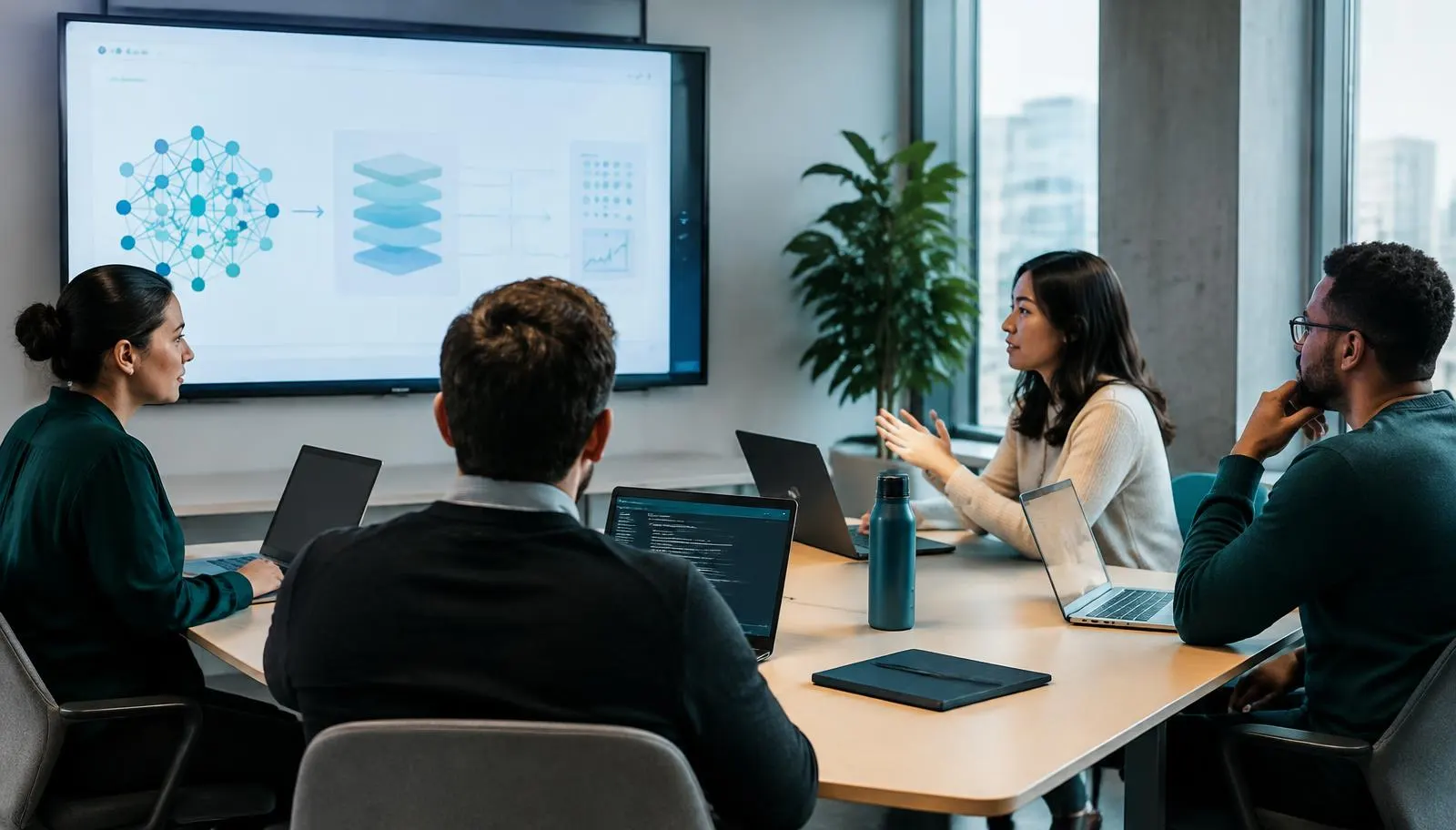 Product and privacy team reviewing an AI pilot moving into controlled production